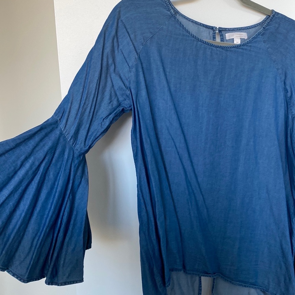 Lauren Conrad denim bell sleeve top